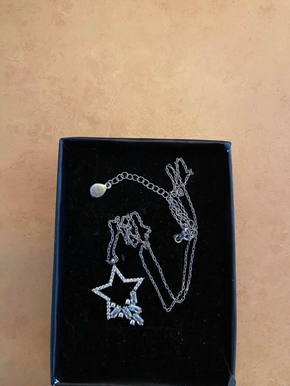 Sterling Silver Star Pendant Necklace with Crystal Accents - Silver